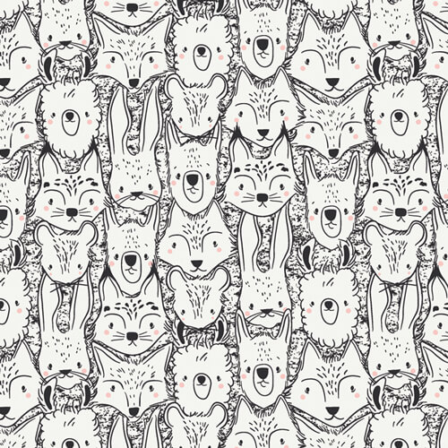 Fabric-animals-fox-rabbit-llama-mouse